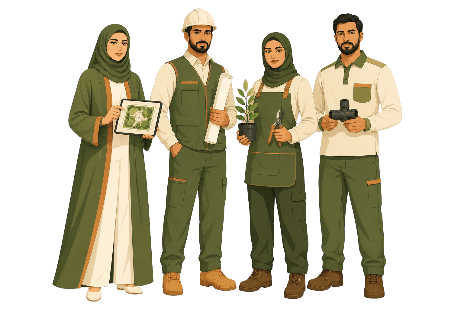 فريق متخصص في التصميم والهندسة والزراعة والري
